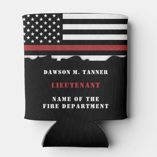 Persoonlijke brandweerman Thin Red Line brandweer  Blikjeskoeler (Achterkant)