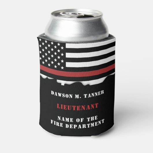 Persoonlijke brandweerman Thin Red Line brandweer  Blikjeskoeler (Blikje Achterkant)