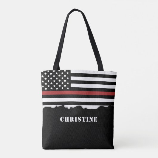 Persoonlijke brandweerman Thin Red Line brandweer  Tote Bag (Achterkant)