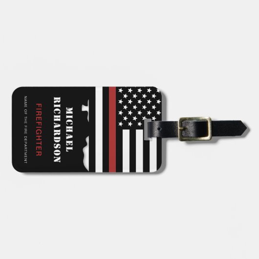 Persoonlijke brandweerman Thin Red Line Fire Rescu Bagagelabel (Voorkant horizontaal)