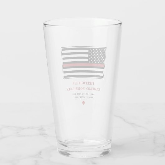 Persoonlijke brandweerman Thin Red Line Fire Rescu Glas (Achterkant)