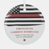 Persoonlijke brandweerman Thin Red Line Fire Rescu Glas Ornament (Voorkant)