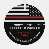 Persoonlijke brandweerman Thin Red Line Fire Rescu Glas Ornament (Achterkant)