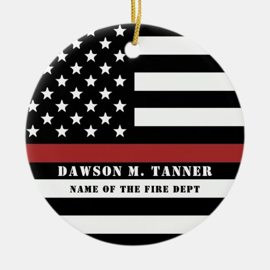 Persoonlijke brandweerman Thin Red Line Fire Rescu Keramisch Ornament (Voorkant)