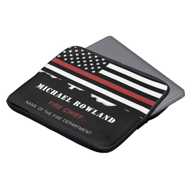 Persoonlijke brandweerman Thin Red Line Fire Rescu Laptop Sleeve (Voorkant top)
