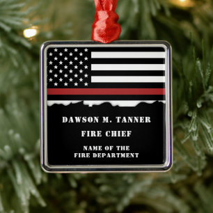 Persoonlijke brandweerman Thin Red Line Fire Rescu Metalen Ornament