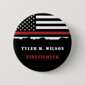 Persoonlijke brandweerman Thin Red Line Fire Rescu Ronde Button 5,7 Cm (Voorkant)