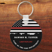 Persoonlijke brandweerman Thin Red Line Fire Rescu Sleutelhanger (Voorkant)