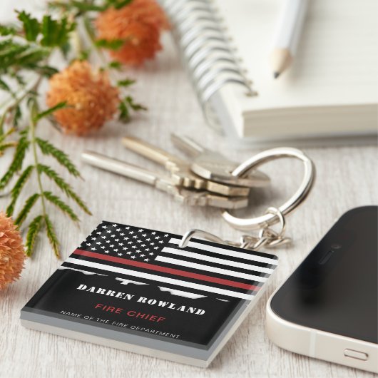 Persoonlijke brandweerman Thin Red Line Fire Rescu Sleutelhanger (Voorkant Rechts)