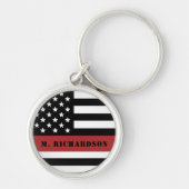 Persoonlijke brandweerman Thin Red Line Fire Rescu Sleutelhanger (Voorkant)