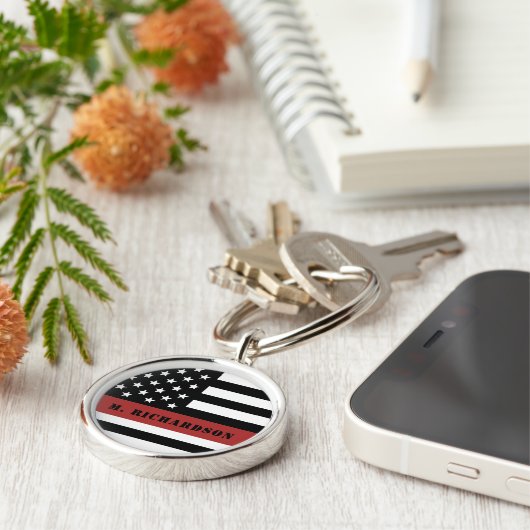 Persoonlijke brandweerman Thin Red Line Fire Rescu Sleutelhanger (Zijkant)