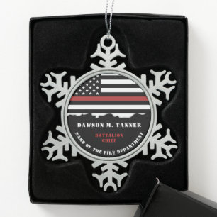 Persoonlijke brandweerman Thin Red Line Fire Rescu Tin Sneeuwvlok Ornament