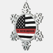 Persoonlijke brandweerman Thin Red Line Fire Rescu Tin Sneeuwvlok Ornament (Rechts)