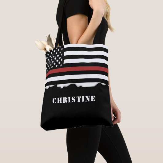 Persoonlijke brandweerman Thin Red Line Fire Rescu Tote Bag (Dichtbij)