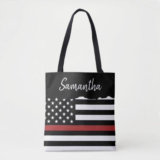 Persoonlijke brandweerman Thin Red Line Fire Rescu Tote Bag (Voorkant)