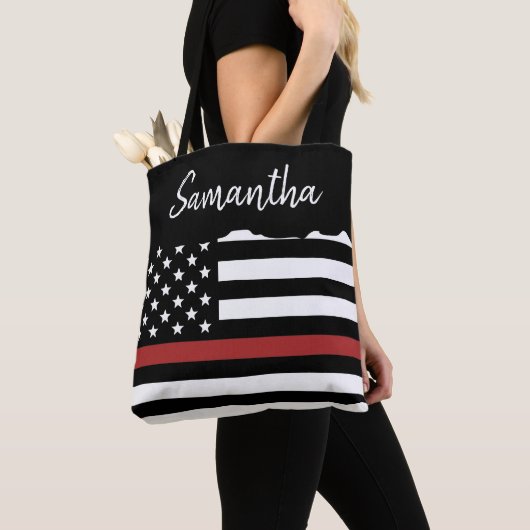 Persoonlijke brandweerman Thin Red Line Fire Rescu Tote Bag (Dichtbij)