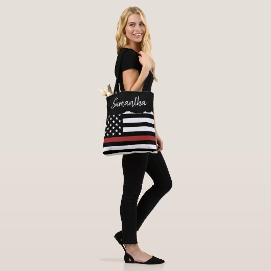 Persoonlijke brandweerman Thin Red Line Fire Rescu Tote Bag (Op model)