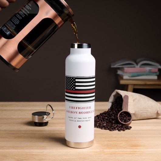 Persoonlijke brandweerman Thin Red Line Fire Rescu Waterfles (Koffie)