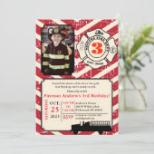 Persoonlijke Brandweerman Verjaardag met foto Kaart (Staand voorkant)