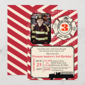 Persoonlijke Brandweerman Verjaardag met foto Kaart (Voorkant / Achterkant)