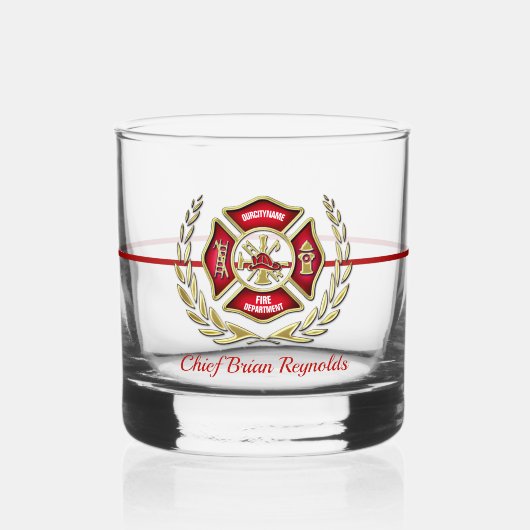 Persoonlijke brandweerman whisky glas (Voorkant)