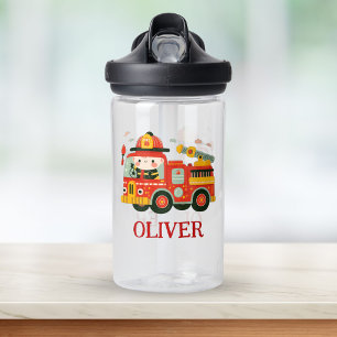 Persoonlijke brandweerwagen en brandweerman Cute Waterfles