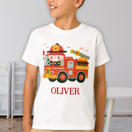 Persoonlijke brandweerwagen en brandweerman T-shir T-shirt