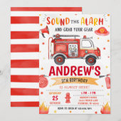 Persoonlijke Brandweerwagen Verjaardagsfeestje Kaart (Voorkant / Achterkant)