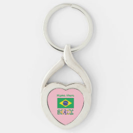 Persoonlijke Braziliaanse Vlag Hart Sleutelhanger