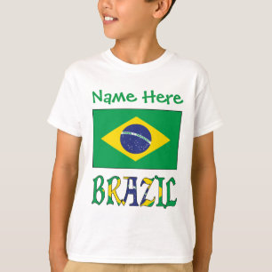 Persoonlijke Braziliaanse Vlag Jongens T-shirt