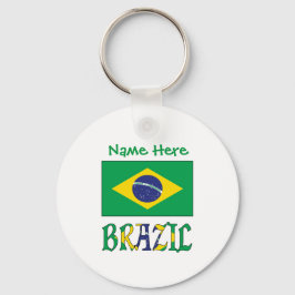 Persoonlijke Braziliaanse Vlag Ronde Aluminium Sleutelhanger
