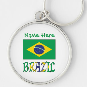Persoonlijke Braziliaanse Vlag Ronde Metaal Sleutelhanger