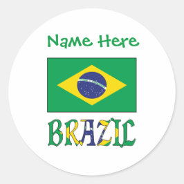 Persoonlijke Braziliaanse vlag Ronde Sticker