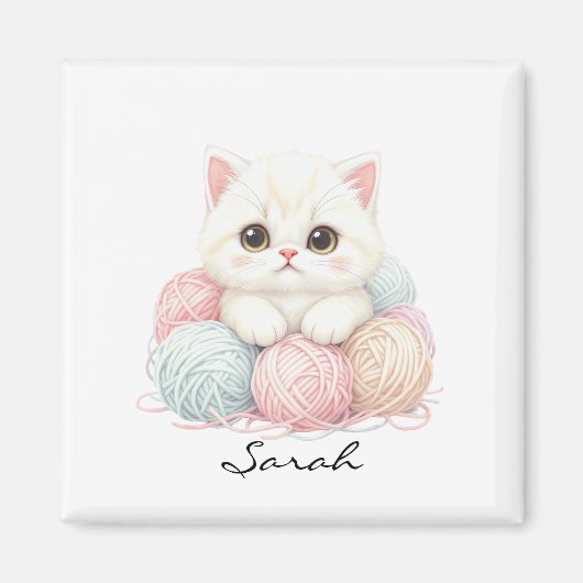 Persoonlijke Brei Kitten Magneet (Voorkant)