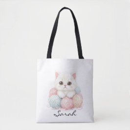 Persoonlijke Brei Kitten Schoudertas Tote Bag
