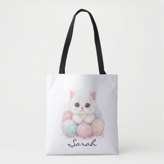 Persoonlijke Brei Kitten Schoudertas Tote Bag (Voorkant)