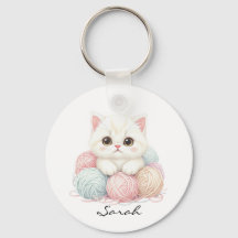 Persoonlijke Brei Kitten Sleutelhanger