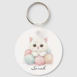 Persoonlijke Brei Kitten Sleutelhanger