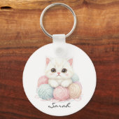 Persoonlijke Brei Kitten Sleutelhanger (Voorkant)