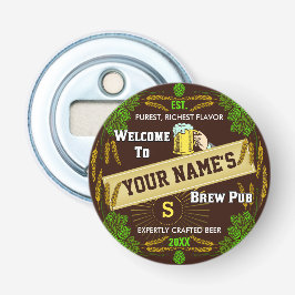 Persoonlijke Brewpub Welkom: Hops Barley Beer Button Flesopener