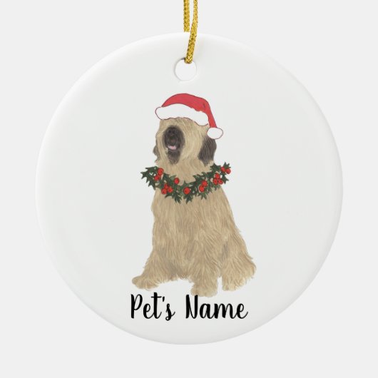 Persoonlijke Briard Kerstmis Keramisch Ornament (Voorkant)