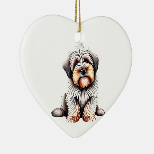 Persoonlijke Briard Puppy Keramisch Ornament (Rechts)