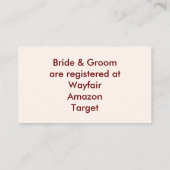 Persoonlijke bride- en Groom-registerKaart Informatiekaartje (Achterkant)