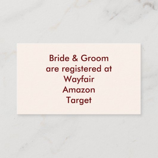 Persoonlijke bride- en Groom-registerKaart Informatiekaartje (Achterkant)