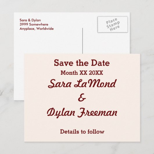 Persoonlijke bride en Groom sparen het Briefkaart  (Voorkant / Achterkant)