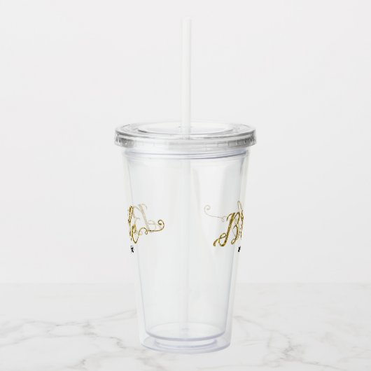 Persoonlijke bride Gold Glitter Acryl Drinkbeker (Rechts)