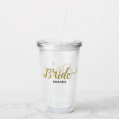 Persoonlijke bride Gold Glitter Acryl Drinkbeker (Achterkant)
