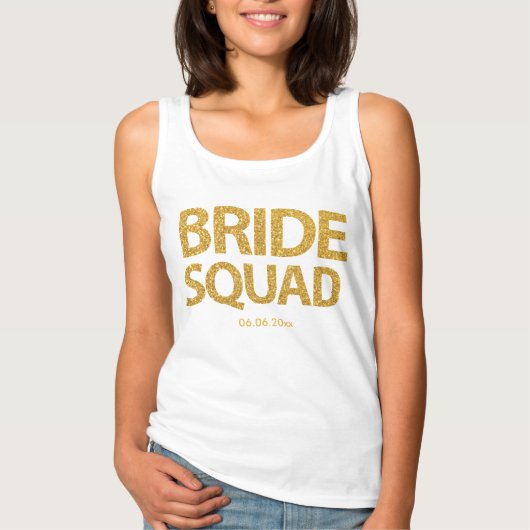 Persoonlijke bride Squad Golden Sequins Tanktop (Voorkant)