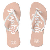 Persoonlijke bride van het Team Blush en Wit Teenslippers (Voetbed)