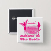 Persoonlijke brides bachelorette vierkante button 5,1 cm (Voorkant /achterkant)